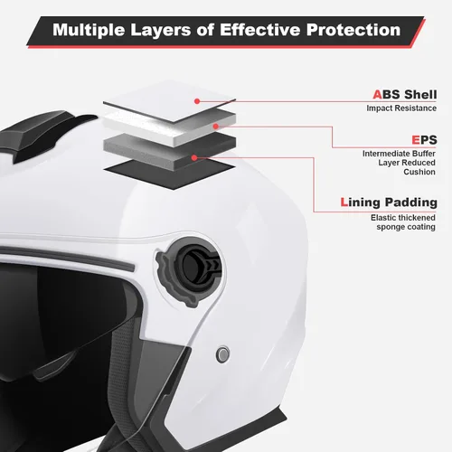Miniatura 2 de Casco de motocicleta abierto para adultos 3/4, con doble visera, para moto, scooter, ebike, ciclomotor, para hombres y mujeres, aprobado por el DOT