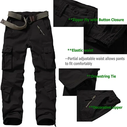 Miniatura 4 de Pantalones cargo de trabajo para mujer, de algodón, con 8 bolsillos, informal, estilo de combate militar
