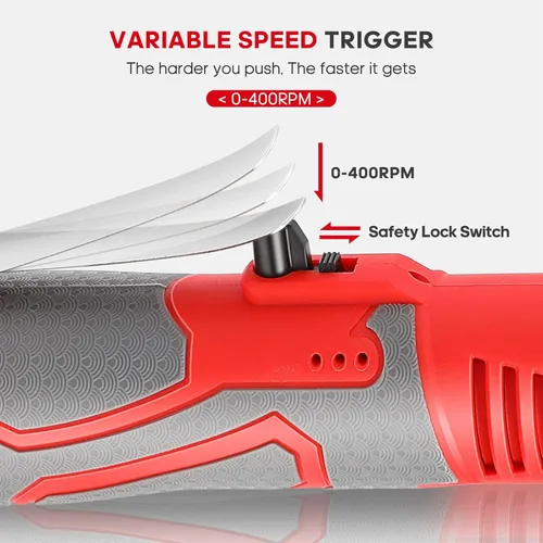 Miniatura 3 de FAHKNS Llave de trinquete inalámbrica extendida de 18 V, juego de llaves eléctricas 3/8 de 45 ft-lbs (60 N.m) 400 RPM de potencia, 2