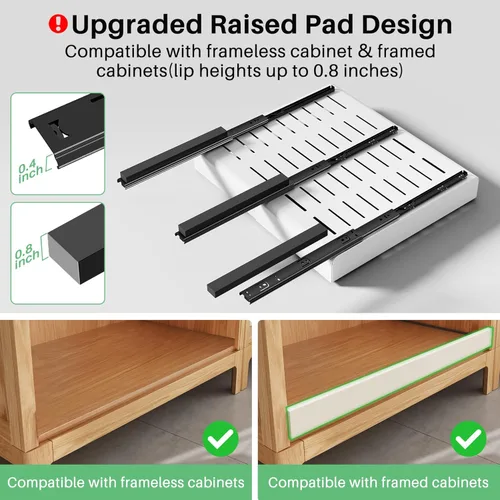 Miniatura 3 de Organizador de gabinete extraíble, expandible (12"-20") cajones deslizantes de servicio pesado fijados con película nano adhesiva para ollas