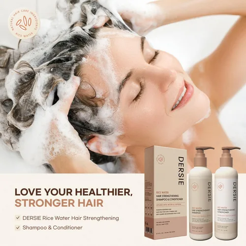 Miniatura 6 de Champú y acondicionador para el crecimiento del cabello con agua de arroz: con biotina y cafeína para cabello ralo - Mujeres y hombres