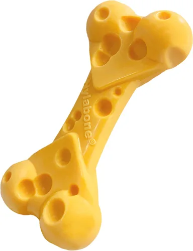 Nylabone Juguete de queso para perros, juguete masticable para perros masticadores agresivos, mediano/lobo (1 unidad)