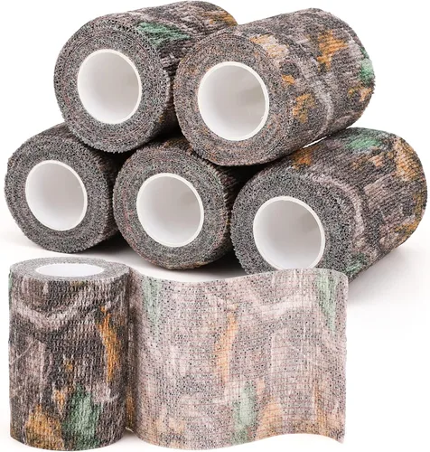 Miniatura 19 de Cinta adhesiva de camuflaje de 6 rollos, 1/2/3/4 pulgadas x 14.8 pies, vendaje autoadhesivo de camuflaje para acampar al aire libre, tira elástica