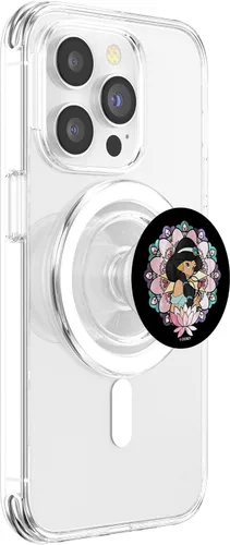 Miniatura 3 de Disney Aladdin Jasmine - Retrato con diseño de flores y vitrales PopSockets MagSafe PopGrip para iPhone