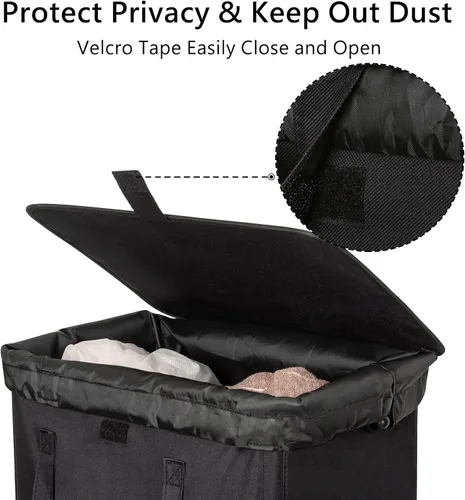 Miniatura 6 de WOWLIVE Cesta de lavandería de 100 litros con tapa, cesta plegable grande con 2 bolsas y asas extraíbles, cesta de ropa sucia plegable alta
