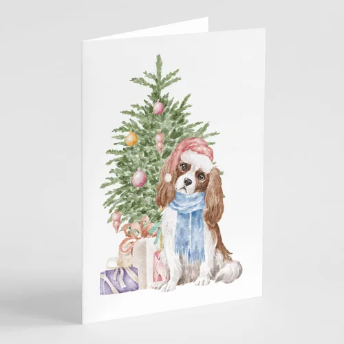 Miniatura 21 de Caroline's Treasures CK8213GCA7P Bulldog, Bulldog Inglés #2 - Tarjetas de felicitación y sobres de árbol de Navidad, paquete de 8 tarjetas en blanco