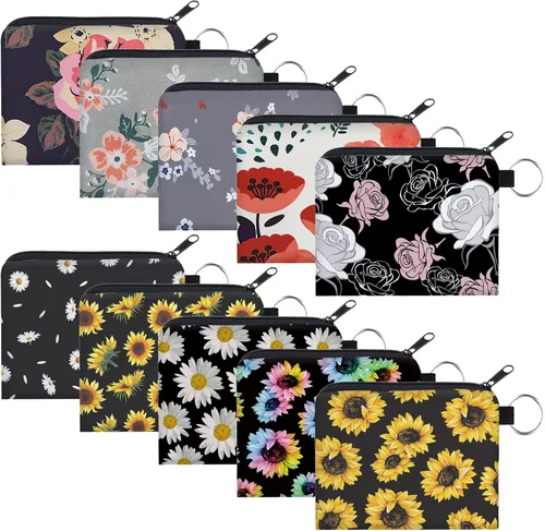 Bolsa de maquillaje, bolsa de viaje, bolsa de cosméticos, organizador de artículos de tocador con cremallera pequeña para mujer, Paquete de 10