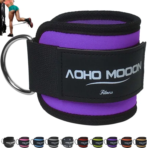 Miniatura 24 de AOHO MOOON Correas de tobillo ajustables y cómodas para máquinas de cable para mujeres, correa de pierna para gimnasio, tobillera para glúteos