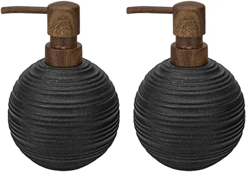 Miniatura 13 de 1 dispensador de jabón de manos, dispensador de jabón líquido de resina texturizada de arenisca para encimera de baño, dispensador de jabón