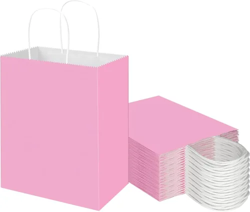 Miniatura 9 de Toovip - Paquete de 50 bolsas de papel kraft negro mediano de 8"x4.75"x10" con asas a granel, bolsas de papel para envolver regalos para recuerdos
