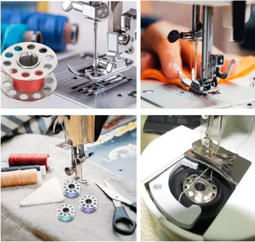 Miniatura 5 de Fbshicung 2 piezas de metal Bobbin Case y 10 piezas Singer máquina de coser bobinas compatibles con máquina de coser doméstica carga frontal 15