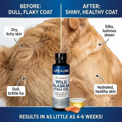 Miniatura 9 de Life Line Pet Nutrition Suplemento omega-3 de aceite de pescado salvaje de Alaska para piel y pelaje, apoya la salud cerebral, ocular y cardíaca