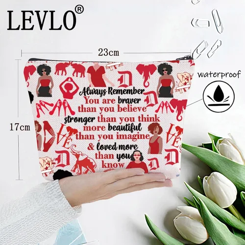 Miniatura 2 de LEVLO Bolsa de maquillaje de hermandad de elefante rojo, regalos inspirados en hermandad, eres más valiente y más inteligente de lo que piensas