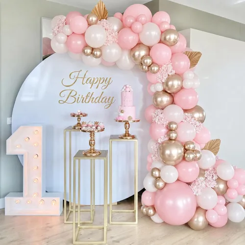 Miniatura 3 de Globos de látex blanco dorado rosa claro, 35 piezas