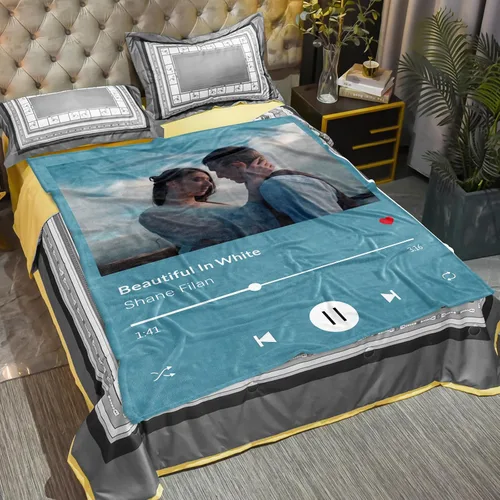 Miniatura 3 de Manta de fotos personalizada, manta musical con foto personalizada y estilo de canción favorita, mantas de imagen personalizadas para familiares