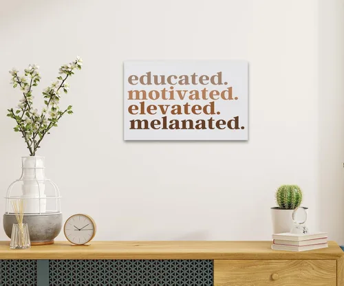 Miniatura 3 de Nogrit Arte de pared afroamericano, educado motivado y melanado, arte de pared de mujer negra para decoración de baño de 14 x 11, decoración