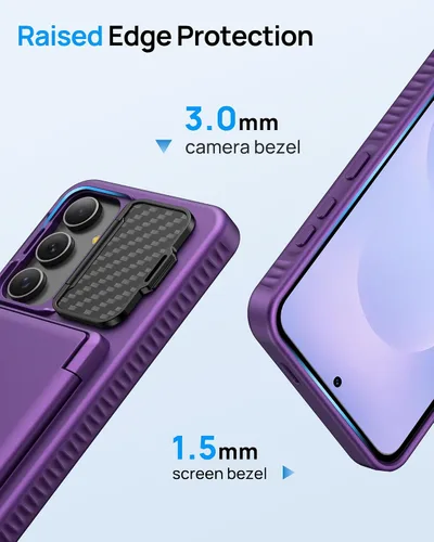 Miniatura 7 de Funda para Samsung Galaxy S25 FE, tarjetero integrado, soporte y cubierta para lente, prueba de caídas de grado militar, borde de silicona suave