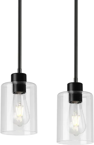 Miniatura 12 de Moderna lámpara colgante cilíndrica de cristal transparente de granja, luces de isla para cocina, mini iluminación colgante para decoración de isla