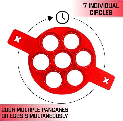 Miniatura 3 de Molde de silicona antiadherente para panqueques – Molde para panqueques de 7 círculos – Molde de silicona resistente al calor – Anillos de silicona