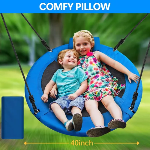 Miniatura 7 de Columpio para árbol de platillo de 40 pulgadas, 600 libras, capacidad de peso con 2 correas para colgar, tela Oxford 900D, marco de acero resistente