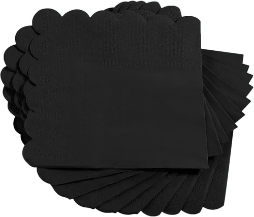 Miniatura 6 de 100 paquetes de servilletas de cóctel de 2 capas con borde festoneado, servilletas de postre plegadas de 5 x 5 pulgadas, servilletas desechables