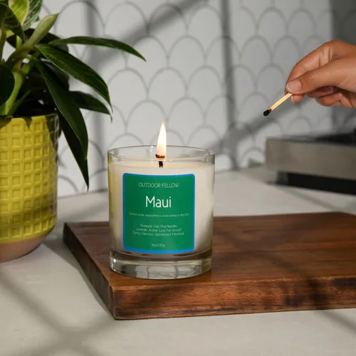 Miniatura 4 de Maui Vela perfumada Outdoor Fellow Vela perfumada de isla Tiempo de combustión de más de 40 horas Mezcla de cera de coco y albaricoque