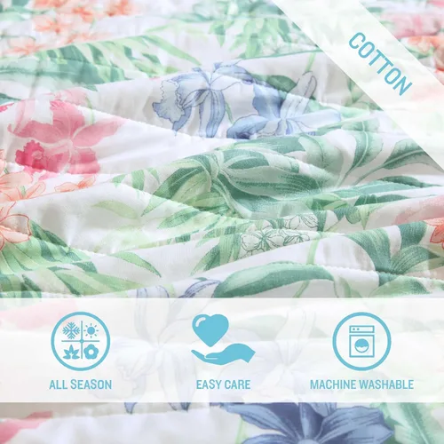 Miniatura 5 de Tommy Bahama - Juego de edredón tamaño Queen, ropa de cama reversible de algodón costero con fundas a juego, juego de ropa de cama botánica colorido