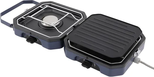 Miniatura 5 de Estufa plegable de propano de 2 quemadores, estufa portátil de doble quemador con sartén para cocinar al aire libre, portón trasero, picnic