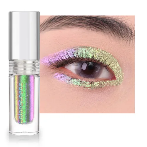 CHARMACY Sombra de ojos líquida duocroma, aspecto metálico, juego de sombras de ojos con purpurina de larga duración, pigmentos metálicos, secado