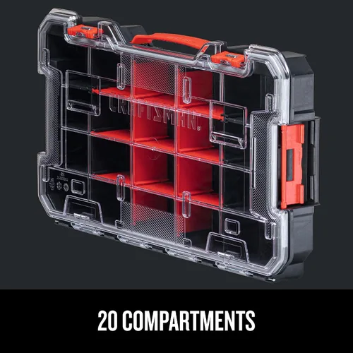 Miniatura 7 de CRAFTSMAN VERSASTACK Organizador de almacenamiento, organizador de piezas pequeñas, 20 compartimentos, tapa incluye pestillo seguro (CMST17828)