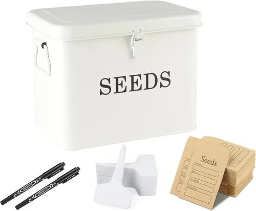 Miniatura 16 de Caja de ahorro de semillas, contenedor de semillas de metal, caja organizadora de almacenamiento de semillas, contenedor de paquetes de semillas