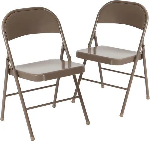 Miniatura 15 de Flash Furniture Paquete de 4 sillas plegables de metal gris con doble refuerzo de la serie HERCULES