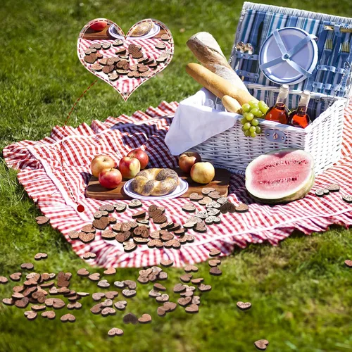 Miniatura 6 de Blulu 1000 piezas de confeti de corazón de madera pequeño para manualidades, mesa de boda rústica, centros de mesa de amor, decoración de tartas