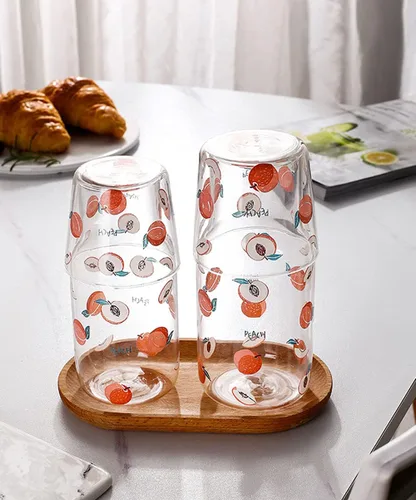 Miniatura 7 de Juego de jarras de agua de noche de cristal transparente, jarra y taza de noche