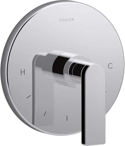 Kohler K-T73133-4-CP T73133-4-CP - Moldura termostática compuesta con palanca de manija, válvula no incluida, cromo pulido, 1 unidad