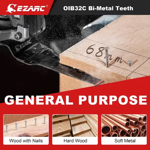 Miniatura 4 de EZARC Hojas de sierra oscilantes extralargas – 5 cuchillas multiherramienta bimetálicas con borde de arco, corte preciso para madera con clavos