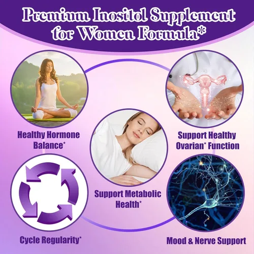 Miniatura 4 de Suplemento de mio-inositol y D-Chiro inositol para mujeres, proporción 40:1 que apoya el equilibrio hormonal y el ovario con bayas de árbol casto