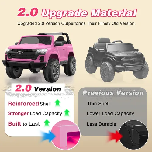 Miniatura 8 de ARBELI Juguetes de paseo de 2 plazas y 24 V para niños, auto eléctrico Chevrolet con licencia con control remoto, 4 motores de 200 W, 4WD/2WD, Rosa