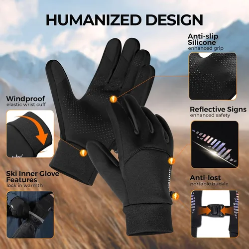 Miniatura 6 de rivmount Guantes de invierno cálidos para niños, pantalla táctil, impermeables, ciclismo, correr, esquí, al aire libre, clima frío para niños y niñas