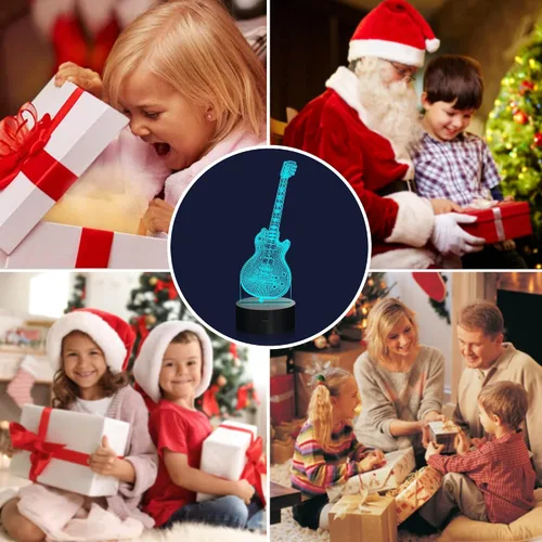 Miniatura 7 de Attivolife Lámpara de guitarra de regalo para guitarra eléctrica, luz nocturna 3D con control remoto + temporizador, lámpara de escritorio que