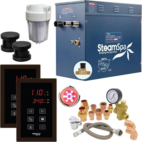 Miniatura 11 de Generador de sauna de vapor de 4.5kW, paquete ejecutivo, generador de vapor de 240 V con panel táctil, cabezales de vapor, válvula de alivio