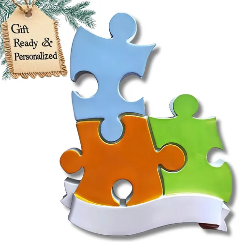 Miniatura 9 de Adorno personalizado de nuestra primera Navidad 2025, rompecabezas entrelazado, adornos de pareja, unidad simbólica, adorno para parejas, familia