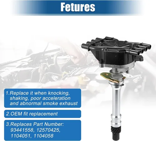 Miniatura 4 de X AUTOHAUX Distribuidor de encendido sustituye a 12570425 93441558 94672691 1104051 1104058 para GMC Savana Suburban 1996-2002 para Cadillac