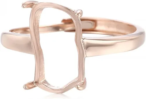 Miniatura 10 de Base de anillo ajustable de plata de ley 925 para anillo de piedra irregular de 0.276 x 0.551 in, ajuste en blanco, fabricación de joyas, regalo