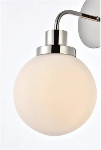 Miniatura 4 de Hanson - Aplique de baño de metal con 1 luz en níquel pulido y esmerilado