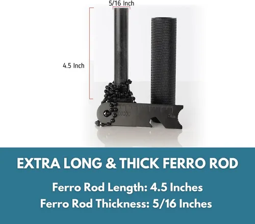 Miniatura 3 de The Friendly Swede Herramienta Encendedor de Fuego XL Ferro Rod — Herramienta de Supervivencia Encendedor de Fuego de Pedernal y Acero con Varilla