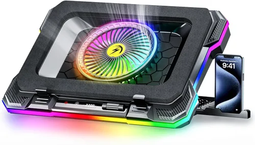 Miniatura 9 de ChillCore Almohadilla de enfriamiento para laptop, enfriador de laptop con luces RGB, 9 ventiladores para laptops de 15.6-19.3 pulgadas, almohadilla