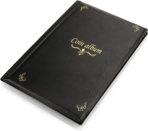 Miniatura 4 de Álbum de monedas de 150 bolsillos, libro de colección de monedas de recuerdo, ideal para pasaporte presionado, coleccionista de monedas de Negro
