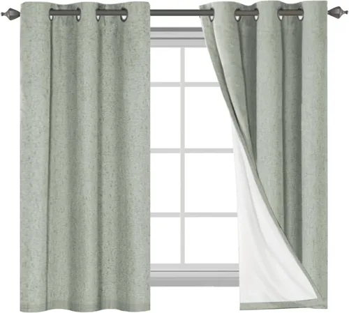 Miniatura 237 de H.VERSAILTEX Cortinas opacas de lino de 72 pulgadas de largo, 100% absolutamente opacas, con aislamiento térmico, con textura de lino, cortinas