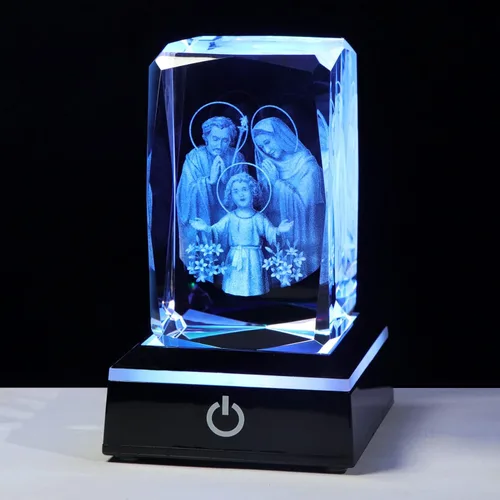 Miniatura 9 de Movdyka Estatua de cristal 3D de Virgen María, regalos religiosos para mujeres y hombres, figura religiosa con grabado láser cristiano, adornos